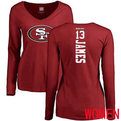 San Francisco 49ers Red Women Richie James Backer #13 Long Sleeve NFL T Shirt
